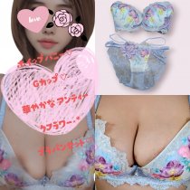 【ホイップバニー♡Gカップ】華やかなアンティークフラワー×アイスブルーが美しいブラパンセット♡