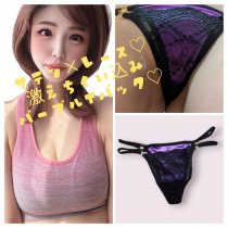 サテン×レース♡激えちくい込みパープルTバック♡