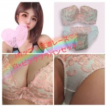 Iカップ♡ 王道レース♡ 白×ピンクブラパンセット♡