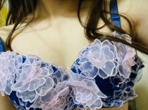 妖精風♡大ぶりふわふわレース 紺色 ブラパンツセット